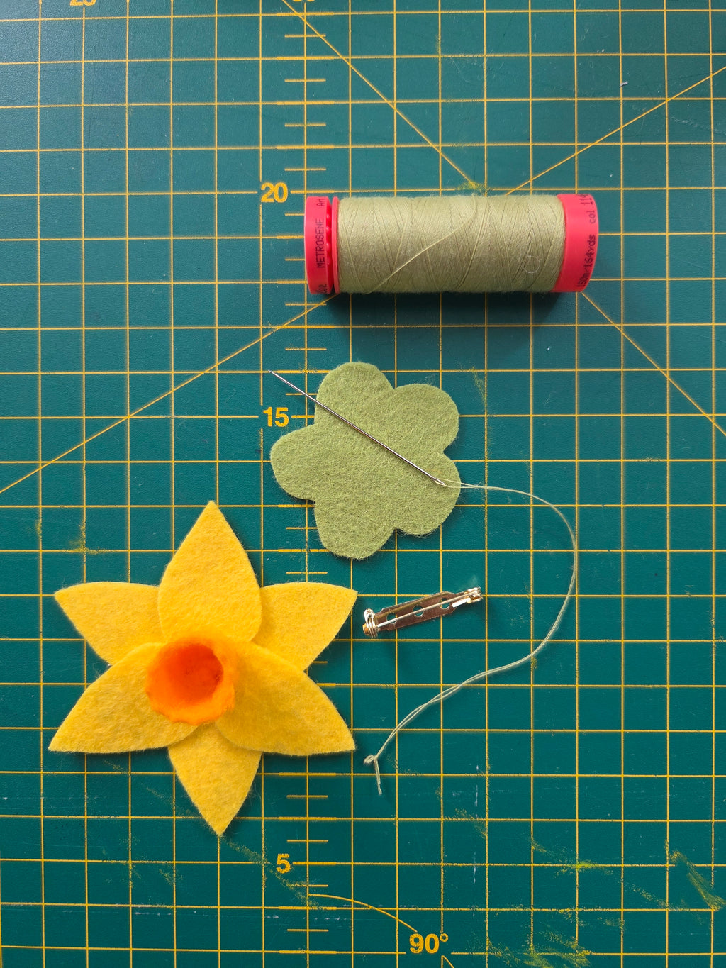 Handmade Daffodil Day NZ Felt Brooch