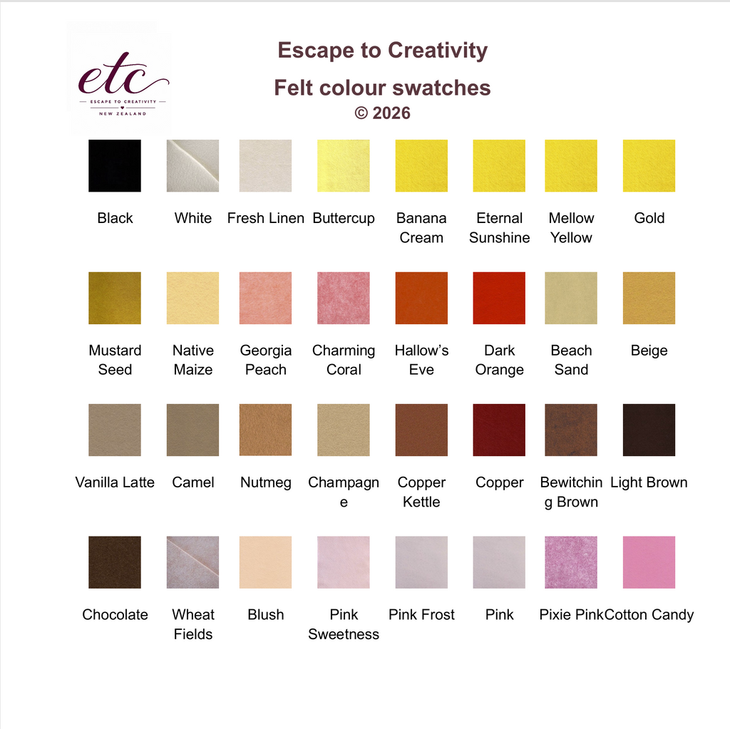 Overview of felt colour swatches part 1
