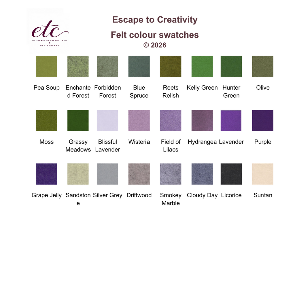 Overview of felt colour swatches part 3